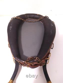 Vintage Leather Horse Collar Mirror With Wooden Hames Western Decor 12×21