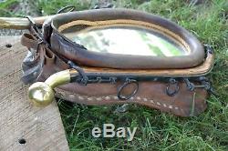 Vintage Leather Horse Collar Mirror with Hames and Show Rings decorative decor