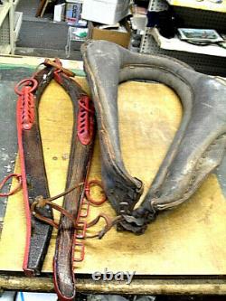 Vintage Leather Horse Collar Rustic Metal Hames Old Antique