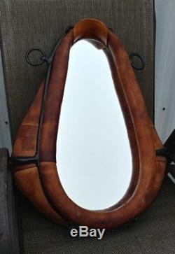 Vintage Leather Horse Collar Saddle Mirror Western Ranch Farm Country Decor