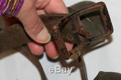Vintage Leather Horse Collar with 19 Ornate Brass Graduated Jingle Sleigh Bells