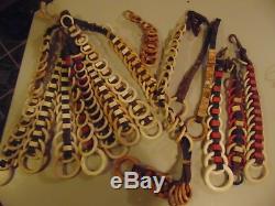 Vintage Leather Horse Harness Reigns Separator Spreader Celluloid Rings