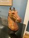 Vintage Leather Horse Head Wall Hanging Sculpture 11 1/2 X 10 Equestrian
