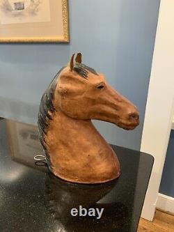 Vintage Leather Horse Head Wall Hanging Sculpture 11 1/2 X 10 Equestrian
