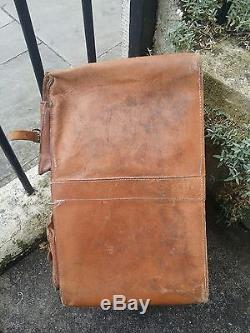 Vintage Leather Horse Hide Riveted Holdall Weekend Saddle Luggage Travel Gym Bag