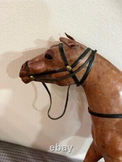 Vintage Leather Horse Large Figurine Statue Sculpture Equine Saddle
