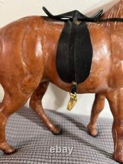 Vintage Leather Horse Large Figurine Statue Sculpture Equine Saddle