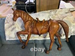 Vintage Leather Horse Measures 24 Tall 29 Long 9 Deep