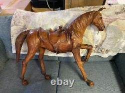 Vintage Leather Horse Measures 24 Tall 29 Long 9 Deep
