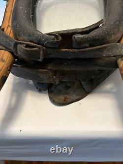 Vintage Leather Horse Mule OX Collar Yoke & Metal Harness Hames with custom Glass