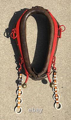 Vintage Leather Horse Mule OX Collar Yoke & Metal Harness Ready For Mirror