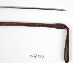 Vintage Leather Horse Riding Crop With Stiletto Blade In Handle 26 inches