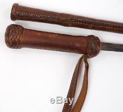 Vintage Leather Horse Riding Crop With Stiletto Blade In Handle 26 inches