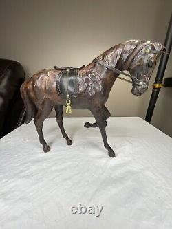 Vintage Leather Horse Sculpture Mid Century Maestros de Taxco British Saddle