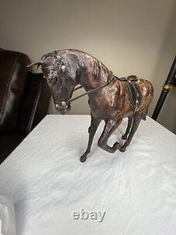 Vintage Leather Horse Sculpture Mid Century Maestros de Taxco British Saddle