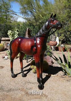 Vintage Leather Horse Sculpture Statue 40, Abercrombie & Fitch