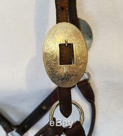 Vintage Leather Horse Show Halter with Lots of Silver