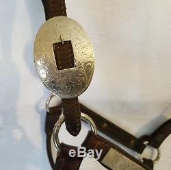 Vintage Leather Horse Show Halter with Lots of Silver