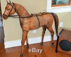 Vintage Leather Horse Statue Abercrombie Fitch Sculpture Figure 44 Large HUGE