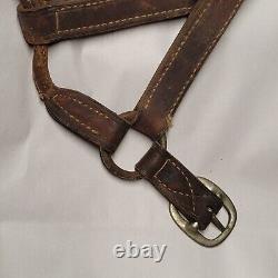 Vintage Leather Horse Tack Bridle Silver Accent Tag Aledo Bar Queen Western