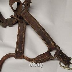 Vintage Leather Horse Tack Bridle Silver Accent Tag Aledo Bar Queen Western