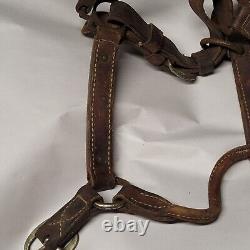 Vintage Leather Horse Tack Bridle Silver Accent Tag Aledo Bar Queen Western