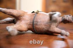 Vintage Leather Horse toy statue Equestrian Saddle glass eyes western figure