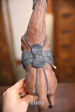 Vintage Leather Horse toy statue Equestrian Saddle glass eyes western figure
