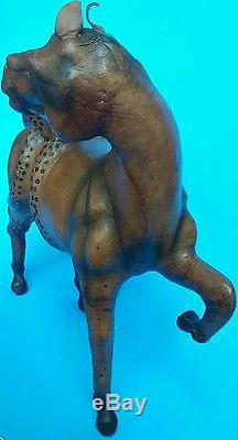 Vintage Leather Horse with Cobra Snake with Glass Eyes