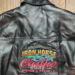 Vintage Leather Men's S Iron Horse Casino Auburn & Everett Black Leather Jacket