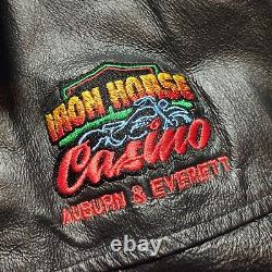 Vintage Leather Men's S Iron Horse Casino Auburn & Everett Black Leather Jacket