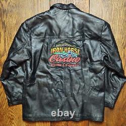 Vintage Leather Men's S Iron Horse Casino Auburn & Everett Black Leather Jacket