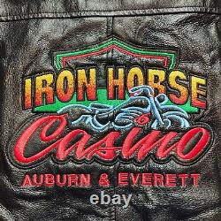 Vintage Leather Men's S Iron Horse Casino Auburn & Everett Black Leather Jacket