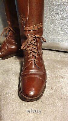 Vintage Leather Military Cavalry Dispatch Riding Boots Size 7 1/2