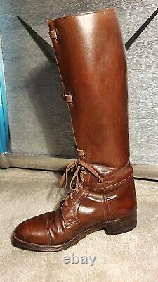 Vintage Leather Military Cavalry Dispatch Riding Boots Size 7 1/2