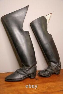 Vintage Leather Motorcycle Boots Engineer Boots Tall Black Antique Mens Panhead