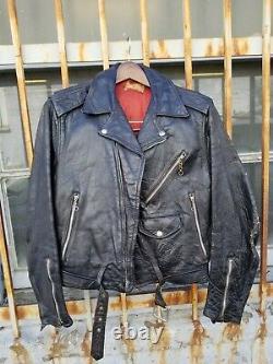 Vintage Leather Motorcycle Jacket Distressed True Vintage Horse Hide Size Small