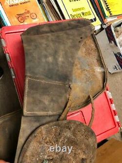 Vintage Leather Motorcycle Saddle Bags Throw Over Pannier Horse