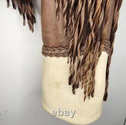 Vintage Leather Navajo Painted Horse Fringe Jacket Top Coat Western Cowgirl SZ M