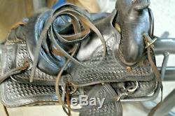 Vintage Leather Pony Horse Saddle Wooden Stirrups Youth Sized Kid 9
