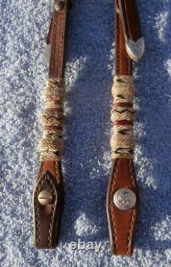 Vintage Leather Rawhide Buttons Sterling Overlay Buckles Horse Show Headstall