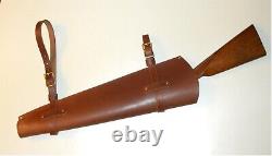 Vintage Leather Rifle Shotgun Hunting Scabbard with Straps for Saddle Horse