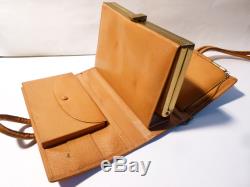 Vintage Leather SWAINE BRIGG Horse Racing Handbag Bag, Pen, Kigu Compact etc