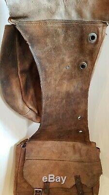 Vintage Leather Saddle Bags Satchel Antique Horse Western Saddles Bag Mail