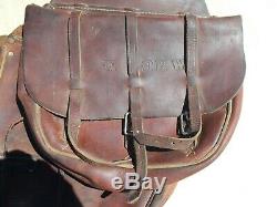 Vintage Leather Saddle Bags Triple Strap Horse Packing Pack