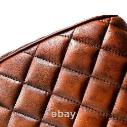 Vintage Leather Saddle Pommel Horse Stool Footstool Seat 43cm Diamond Stitch
