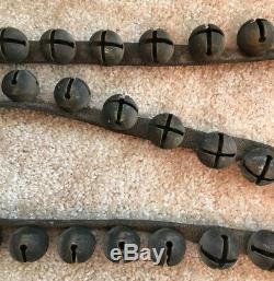 Vintage Leather Strap Of 48 Sleigh Bells Horse Jingle G. W. TUCKER 1878 92