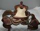 Vintage Leather Tooled Buck Stitched Children's Western Big Horn Horse Saddle
