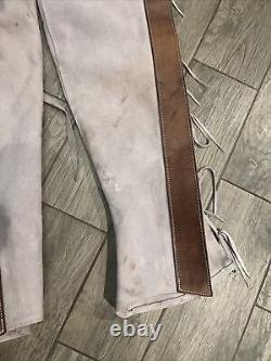 Vintage Leather Western Cowboy Horse Riding Chaps with Fringe Leather