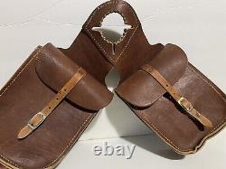 Vintage Leather Western Saddle Bags with Buckles for Horse Riding 36 x 11